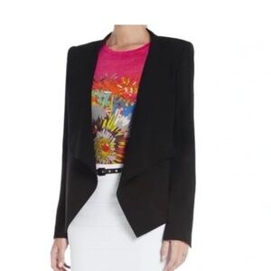 BCBGMaxAzria Black Open-Front Blazer Abree XS Draped Versatile Style
